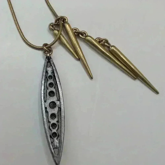 J Crew Gold Chain Multi Pendant Rhinestones Women Necklace 36 Inch abstract - Picture 4 of 5